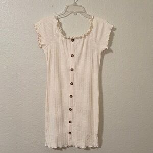 No Boundaries Ruffle Dress Women’s XL Cream Mini Dress Feminine Casual